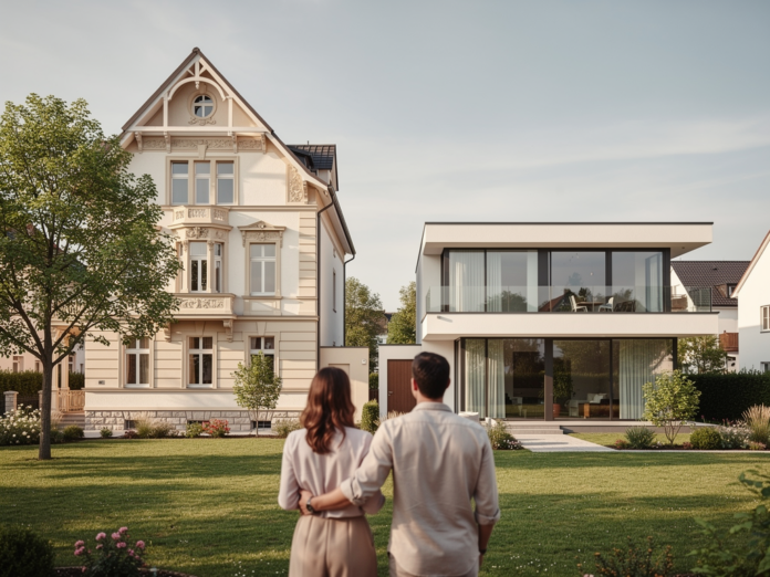 Illustration zum Thema altbau oder neubau