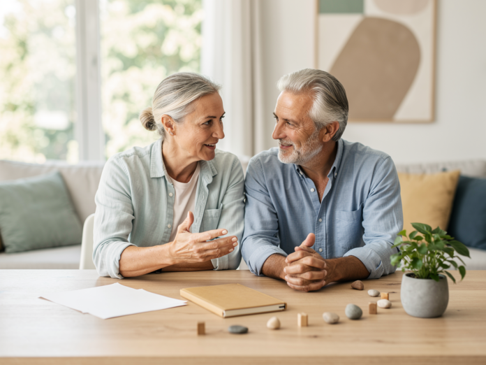 Junge Familie plant flexible Altersvorsorge mit individuell anpassbaren Sparplänen