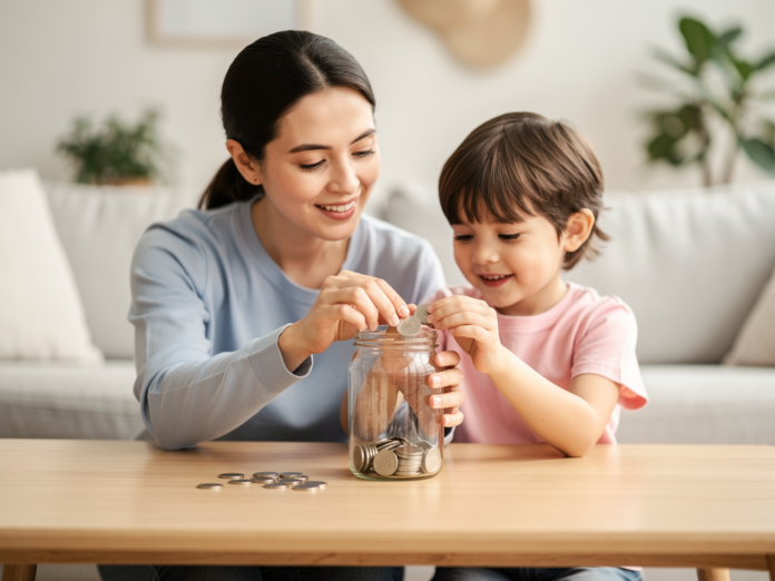 Eltern vermitteln Kindern spielerisch Vertrauen im verantwortungsvollen Umgang mit Geld