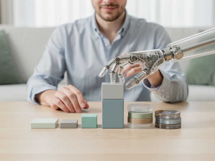 Illustration eines Robo Advisors mit ETF-Diagrammen und automatisierter Vermögensverwaltung