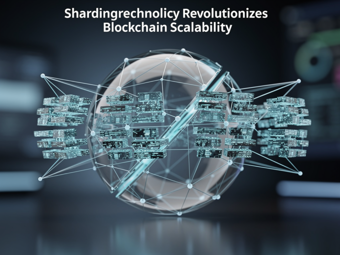 Grafische Darstellung der Sharding Technologie zur Verbesserung der Blockchain Skalierbarkeit