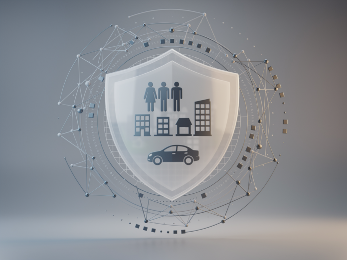 Versicherungsexperte analysiert Risiko im digitalen Underwriting Prozess mit moderner Technologie