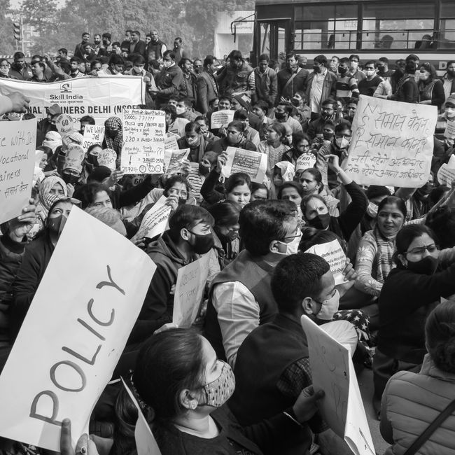 Protest gegen Enteignung von Immobilien